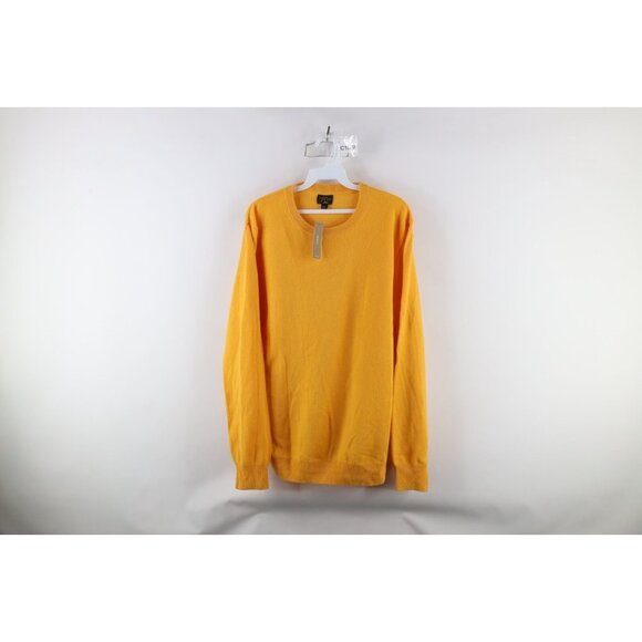New J Crew Mens Size Large Blank Soft Cashmere Knit Crewneck Sweater Yellow